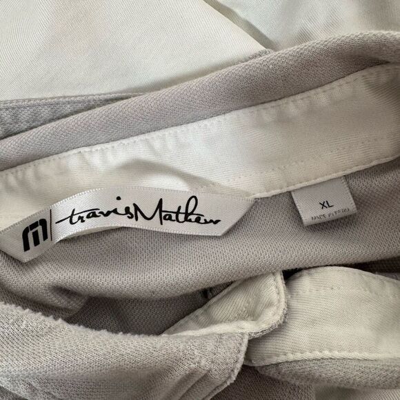 Travis Mathew White Striped Polo Shirt Small Logo Golf Polo Mens Size XLarge - Picture 13 of 16